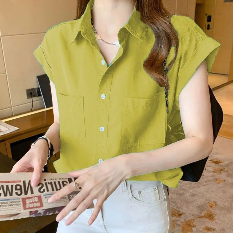 Chemise en mousseline à manches courtes pour femmes
