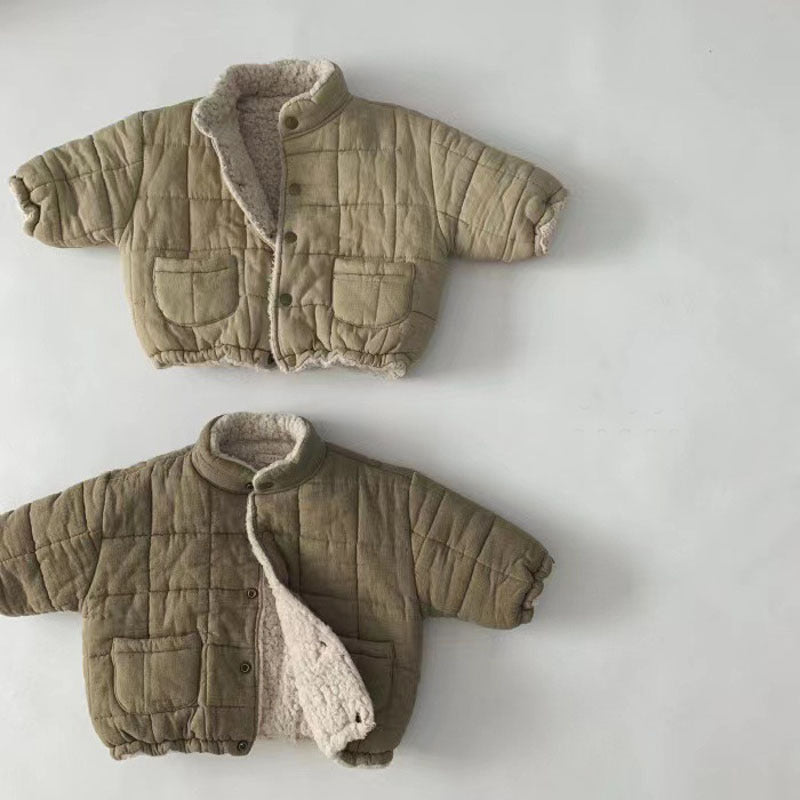 Manteau de coton à manches longues doublée de polaire pour bébé d'hiver