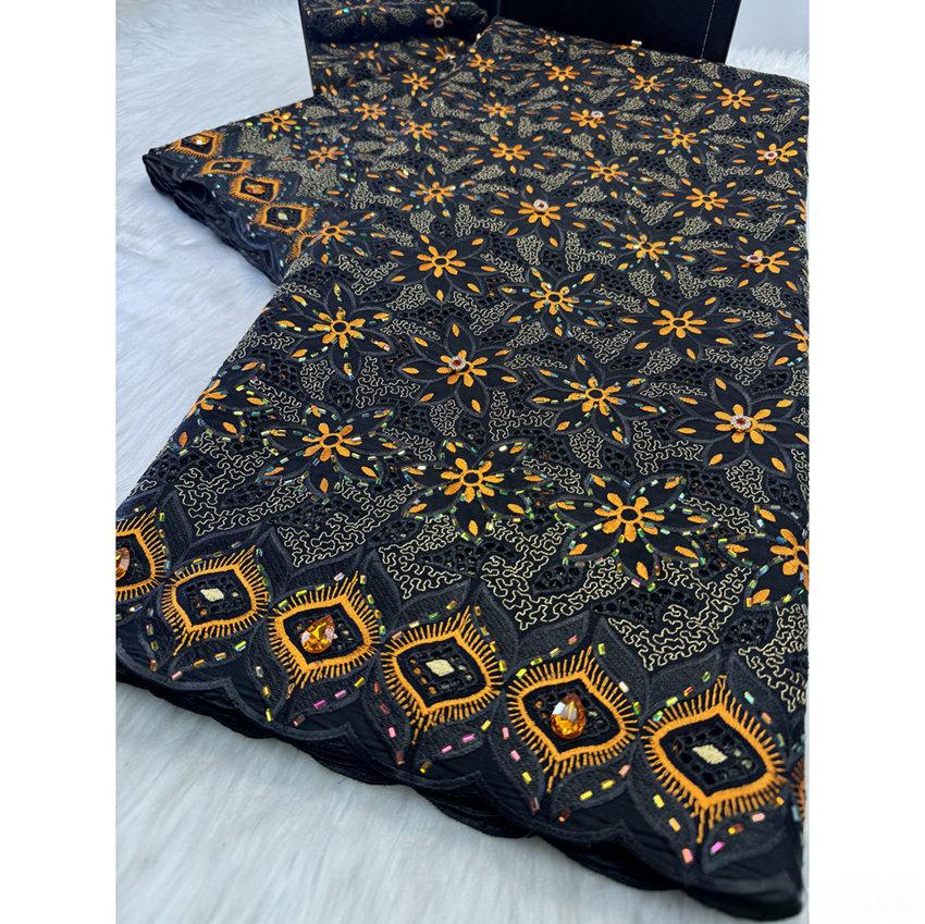 Ensemble de tissu de coton brodé perforé en acier inoxydable