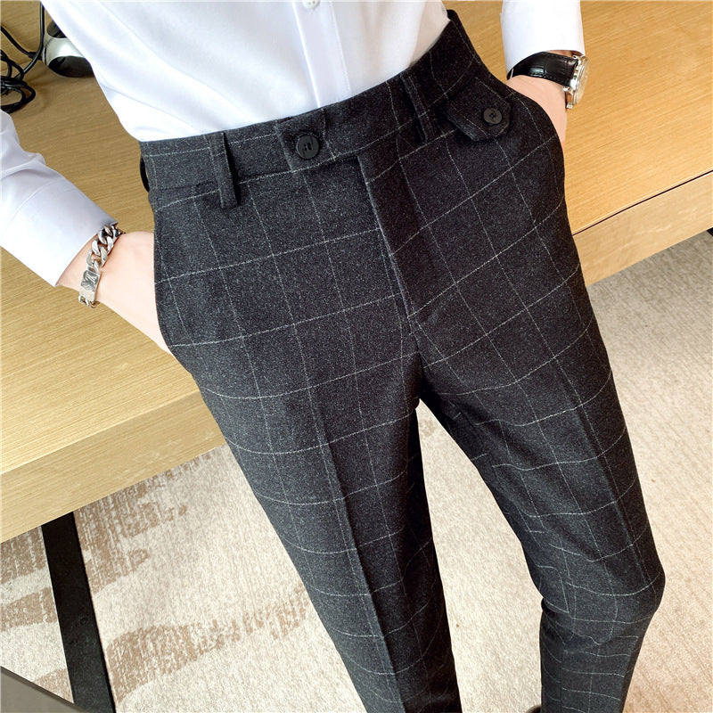 Style coréen British Classic Checkered Elegant Slim Fit meilleur homme pantoufles homme costume P