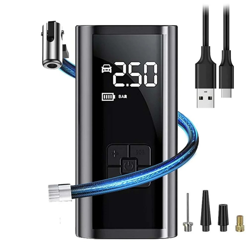 Gonflateur de pneus portable Gonflateur électrique rechargeable pour compresseur d'air numérique de vélo de voiture