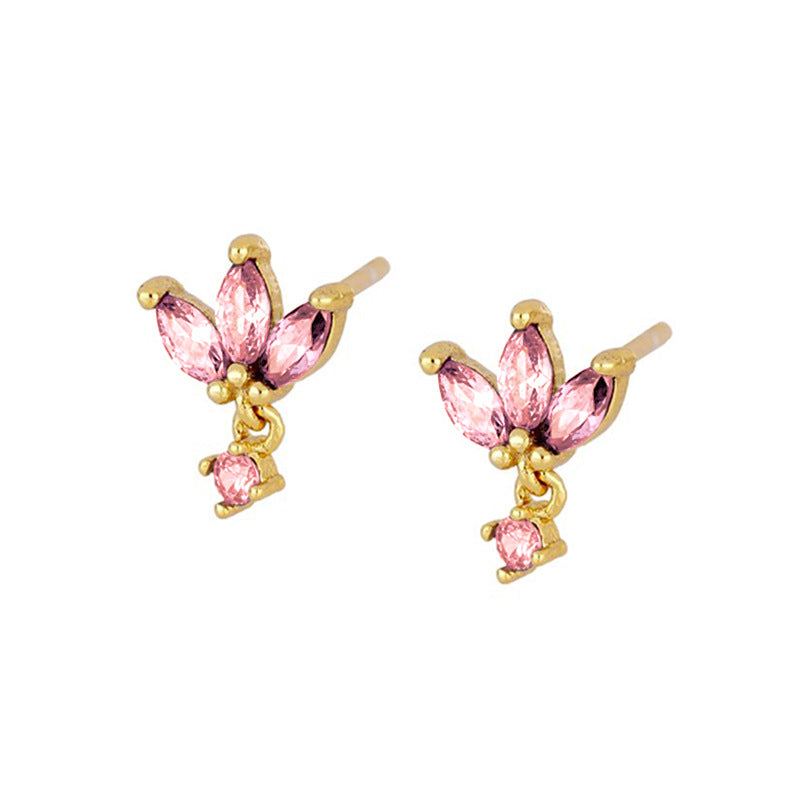 S925 Boucles d'oreilles à aiguille en argent avec conception de papillon de Zircon