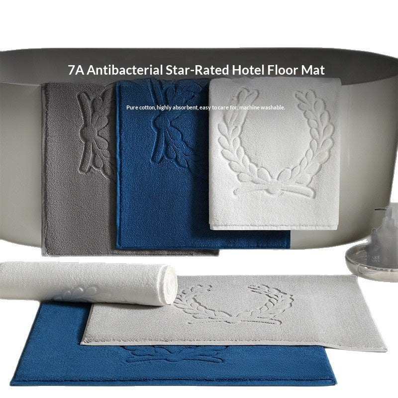 Tapis de salle de bain antidérapant en coton pur, absorbant l'eau