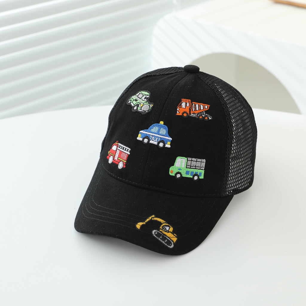 Style pour enfants Brodé modèle mixte Petite voiture avec semi-net respirant Brimmed Withou