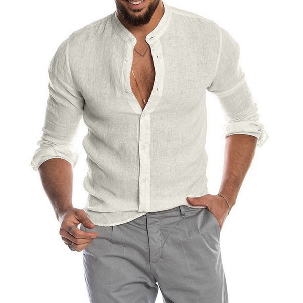 Linge de maison à col V Cardigan Manches longues Chemise Homme