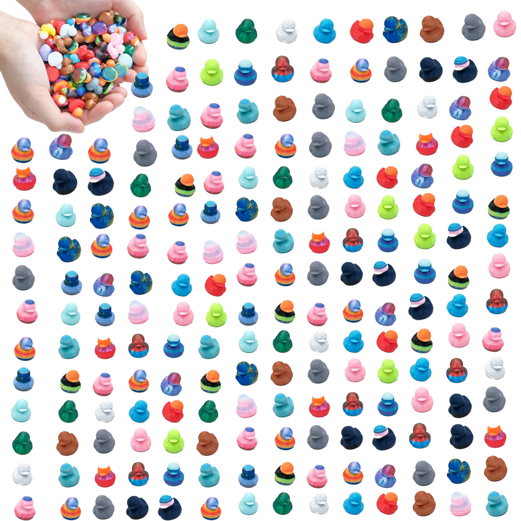 200PCS Imprimé 3D Mini Figurines Canard Aléatoire Assortiment Couleur Canards minuscules pour bricolage Part