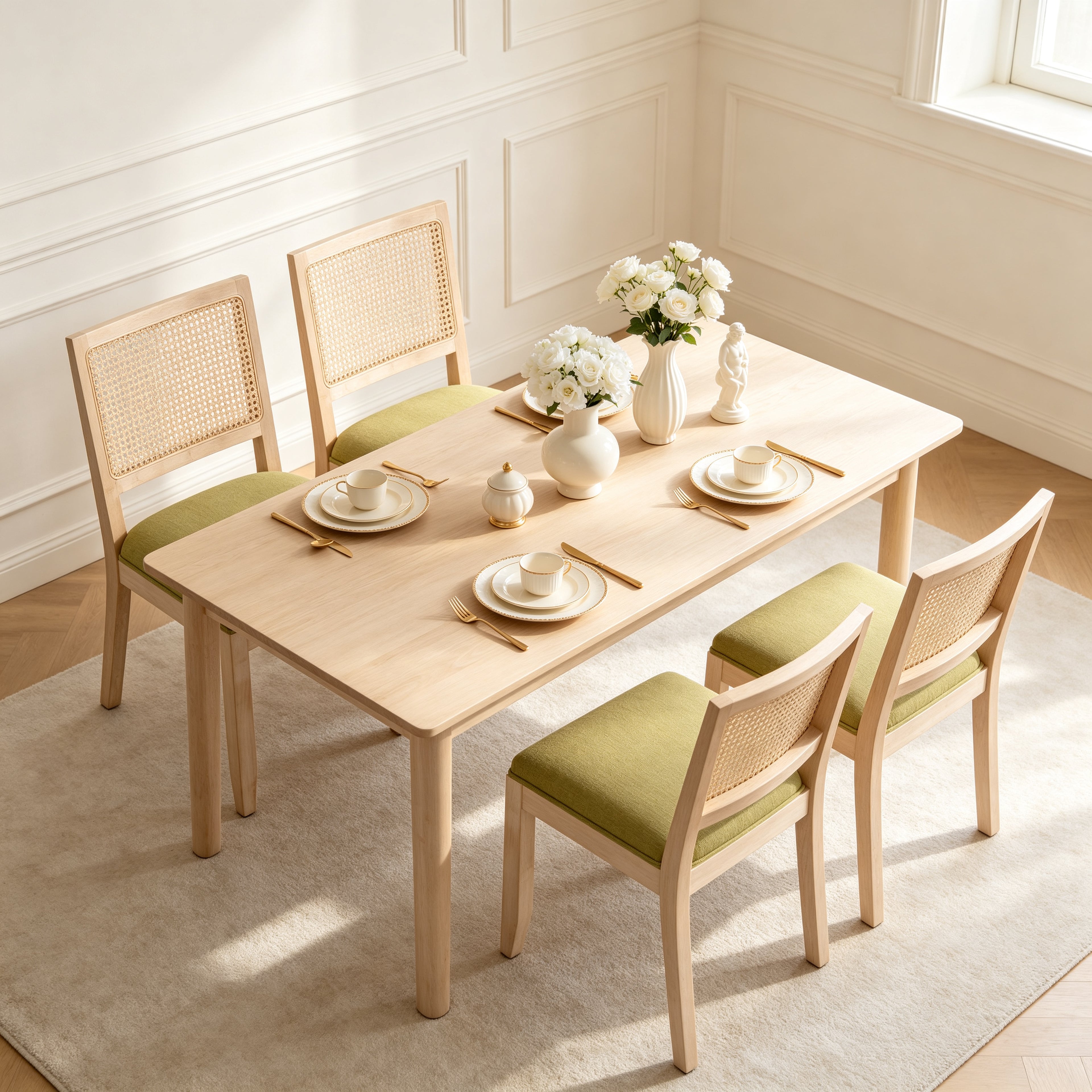 Agritourisme Rattan Chaises à manger Ensemble de 2