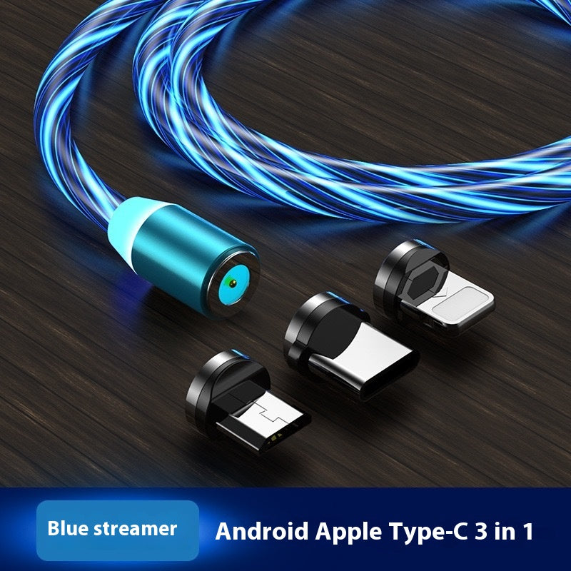 Câble de données de flux magnétique Type-c Téléphone mobile Câble à trois en un