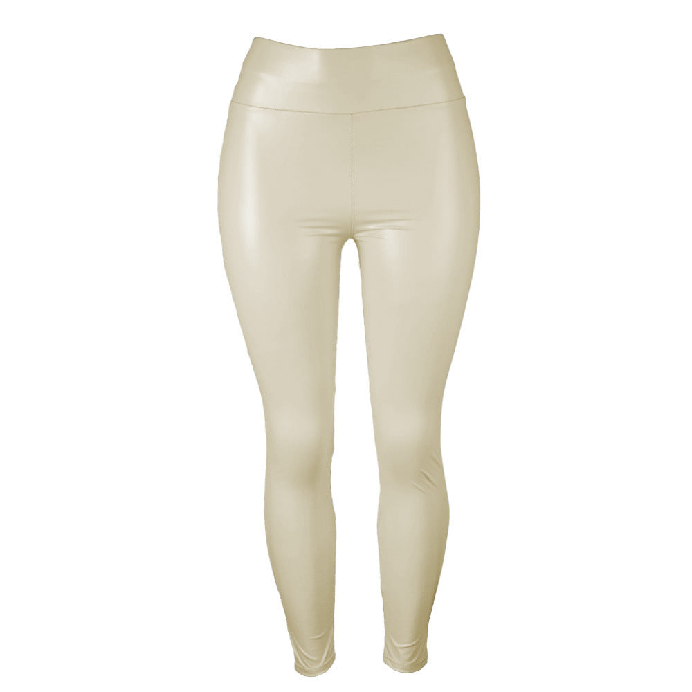 Pantalons en cuir PU brillant pour femmes