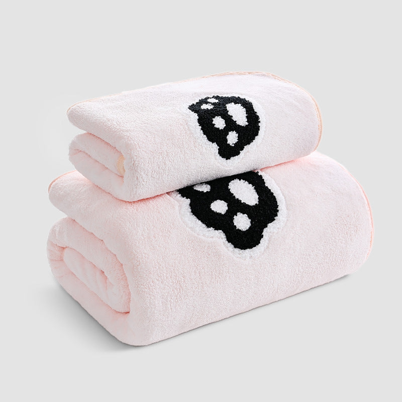 Coral Velvet Panda Broderie couvre doux et absorbant