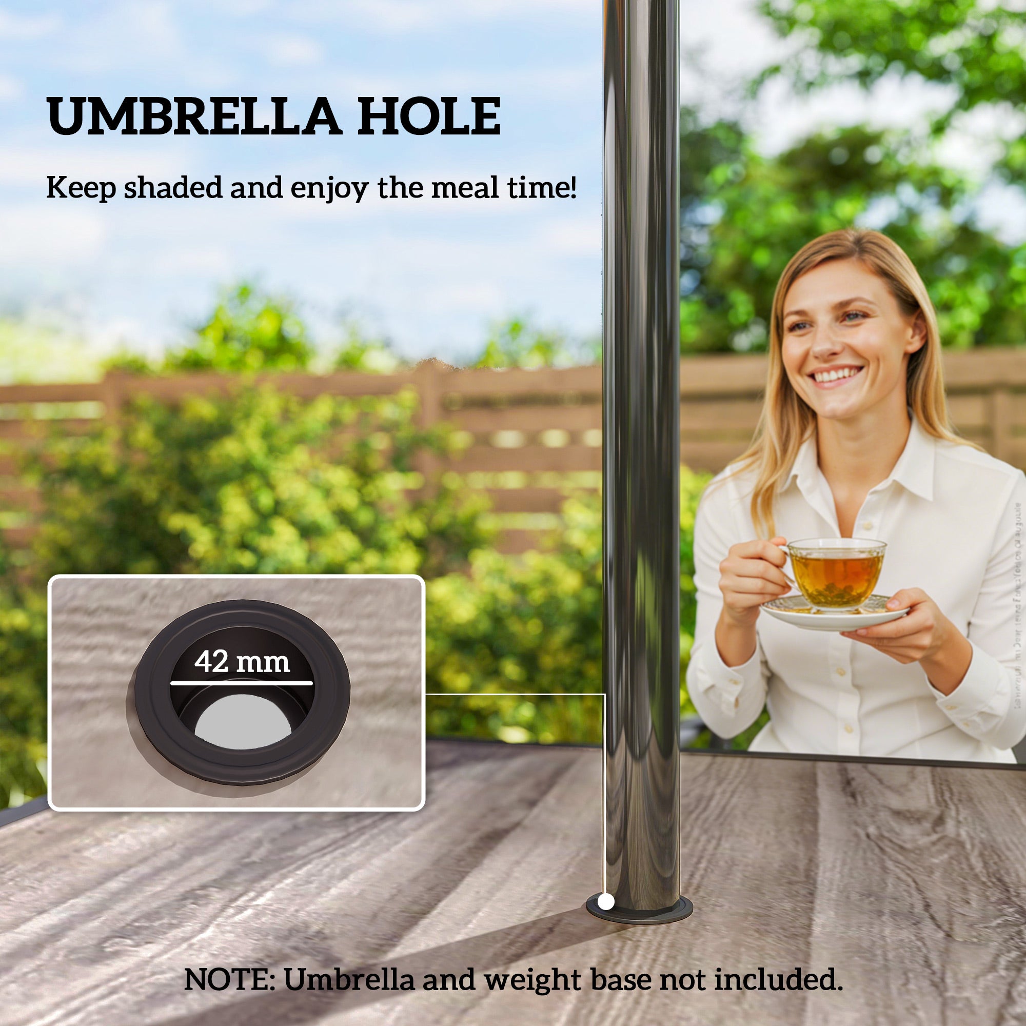 Table à manger extérieure carrée de 37" pour 4 personnes