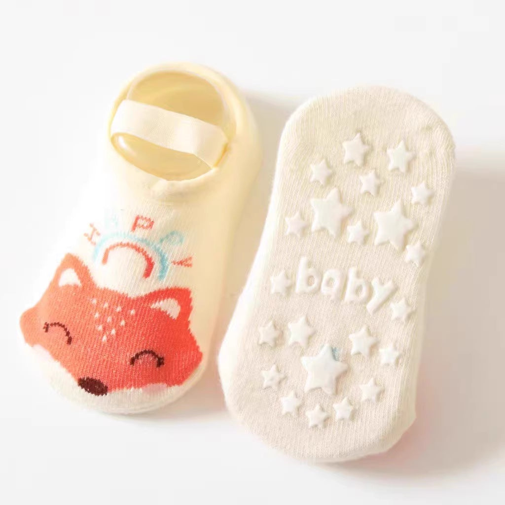 Chaussettes de coton antidérapantes imprimées mignons pour nourrissons et jeunes enfants