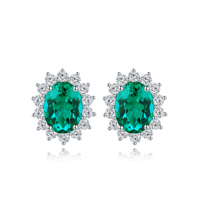 S925 Argent 3.1g Boucles d'oreilles Ruby Sapphire Emerald Paraiba