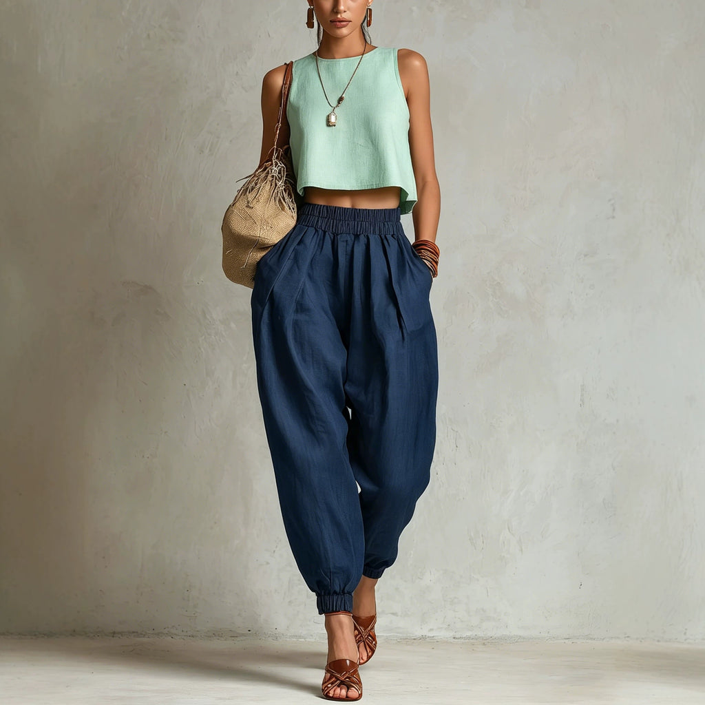 Pantalon de jogging à pantoufle en élasticité avec une jambe de lanterne