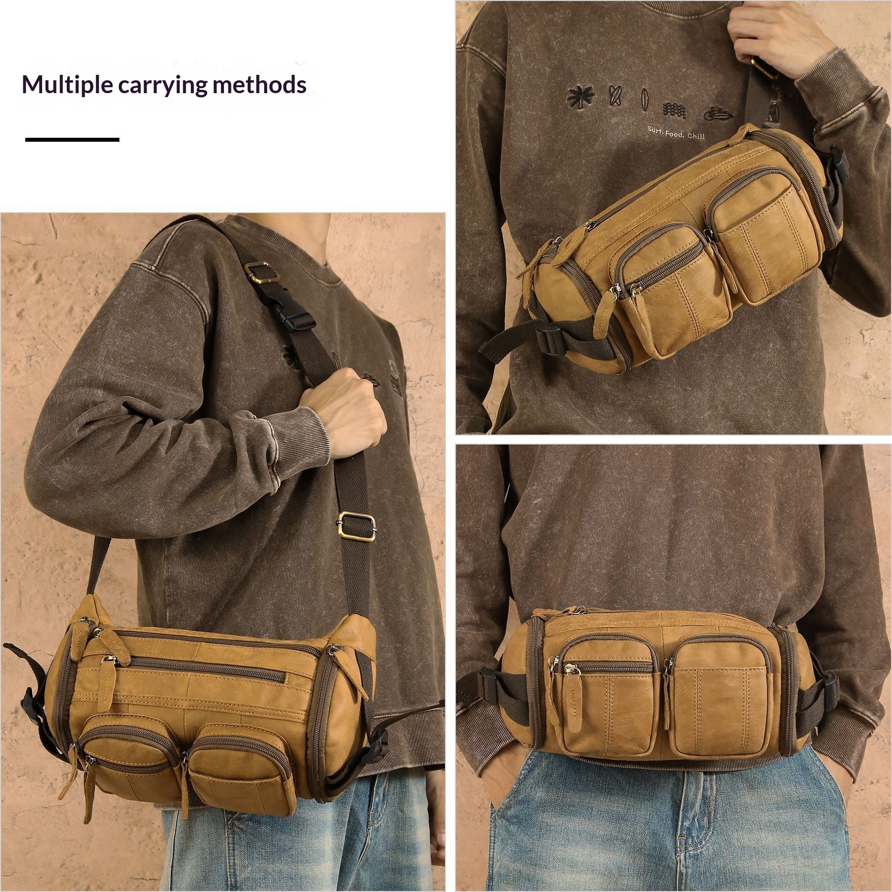 Sac de poitrine en cuir givré de style vente chaude