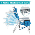 63*70*99cm Élevé Oxford Clot Argent Blanc Aluminium Tube roulement 100kg Chaise de plage Bl