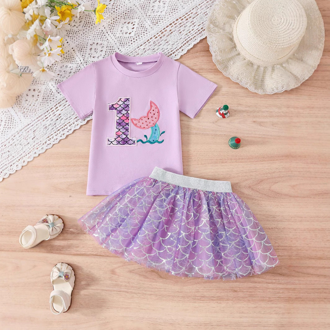 Set à manches courtes en coton deux pièces pour enfants