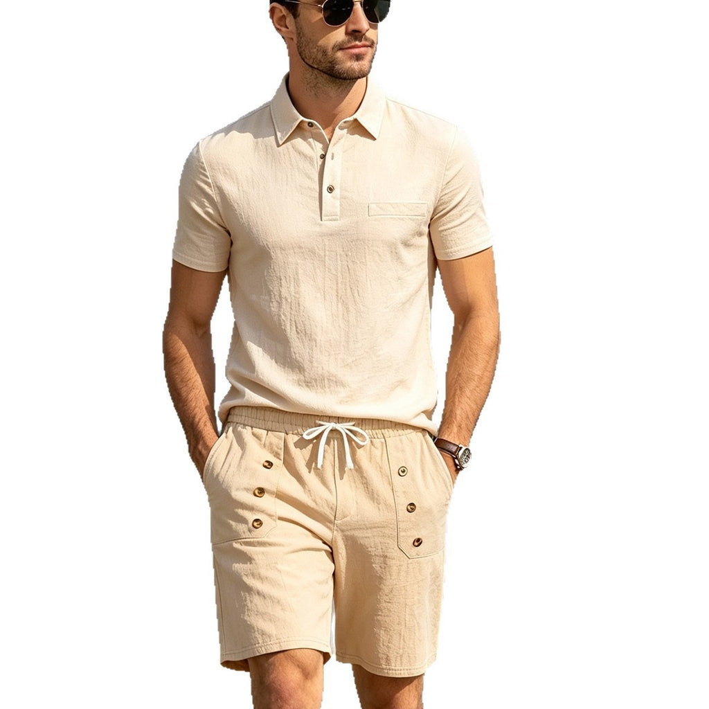 Polo en lin et shorts pour hommes