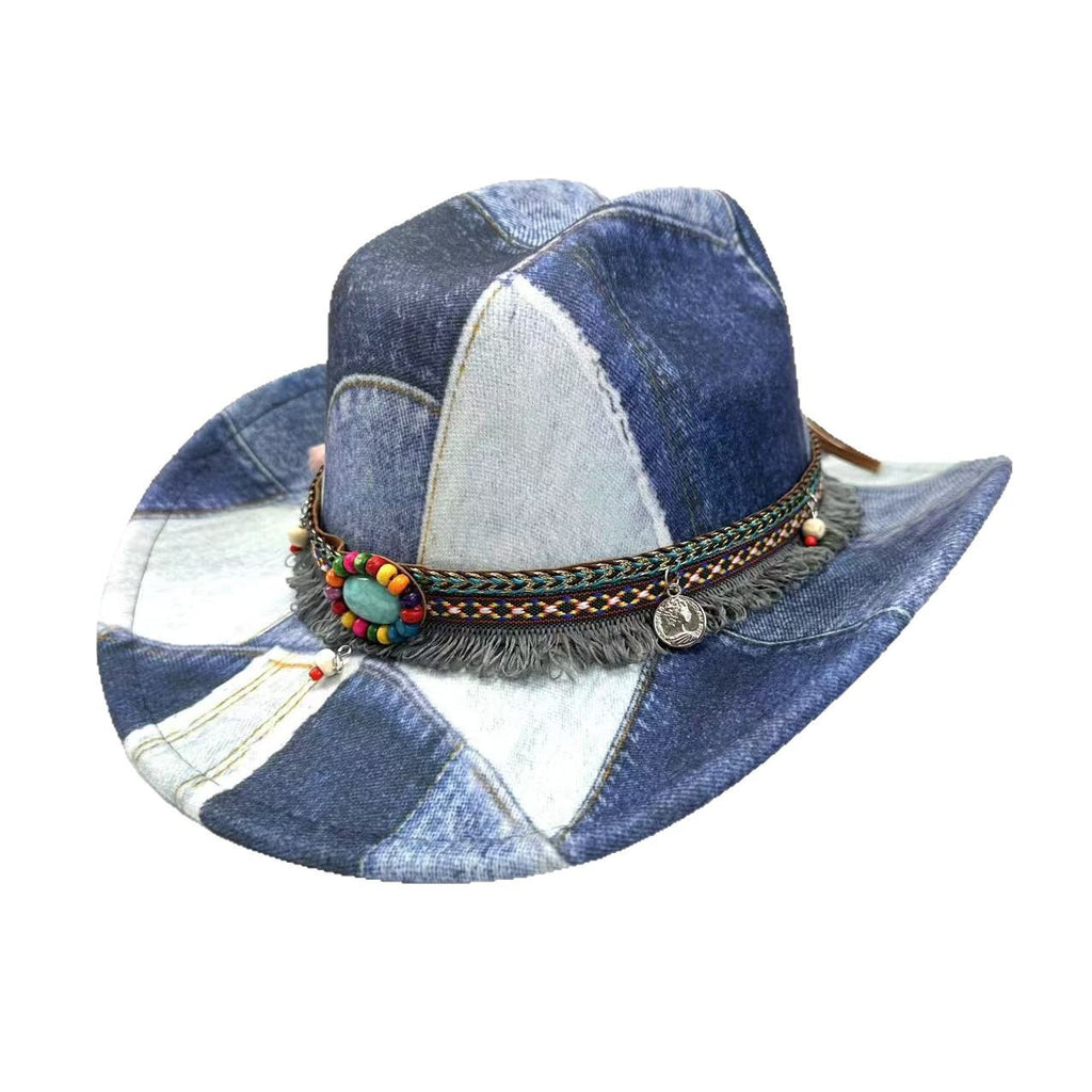 Chapeau de jazz retro décontraction couleur-bloc plat