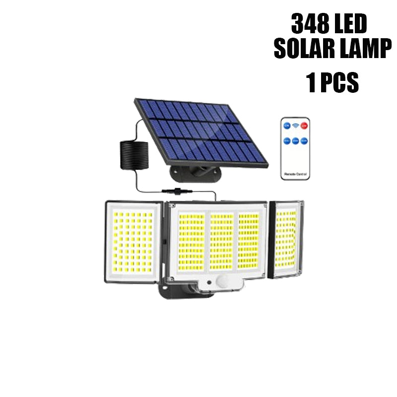 1,2 Pack Solar Lights Outdoor 348 LED Motion Sensor Lights With Remote Control 3 Head Wate