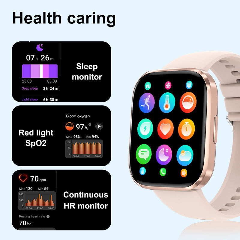 Montre connectée — appels Bluetooth, cardio & oxygène du sang