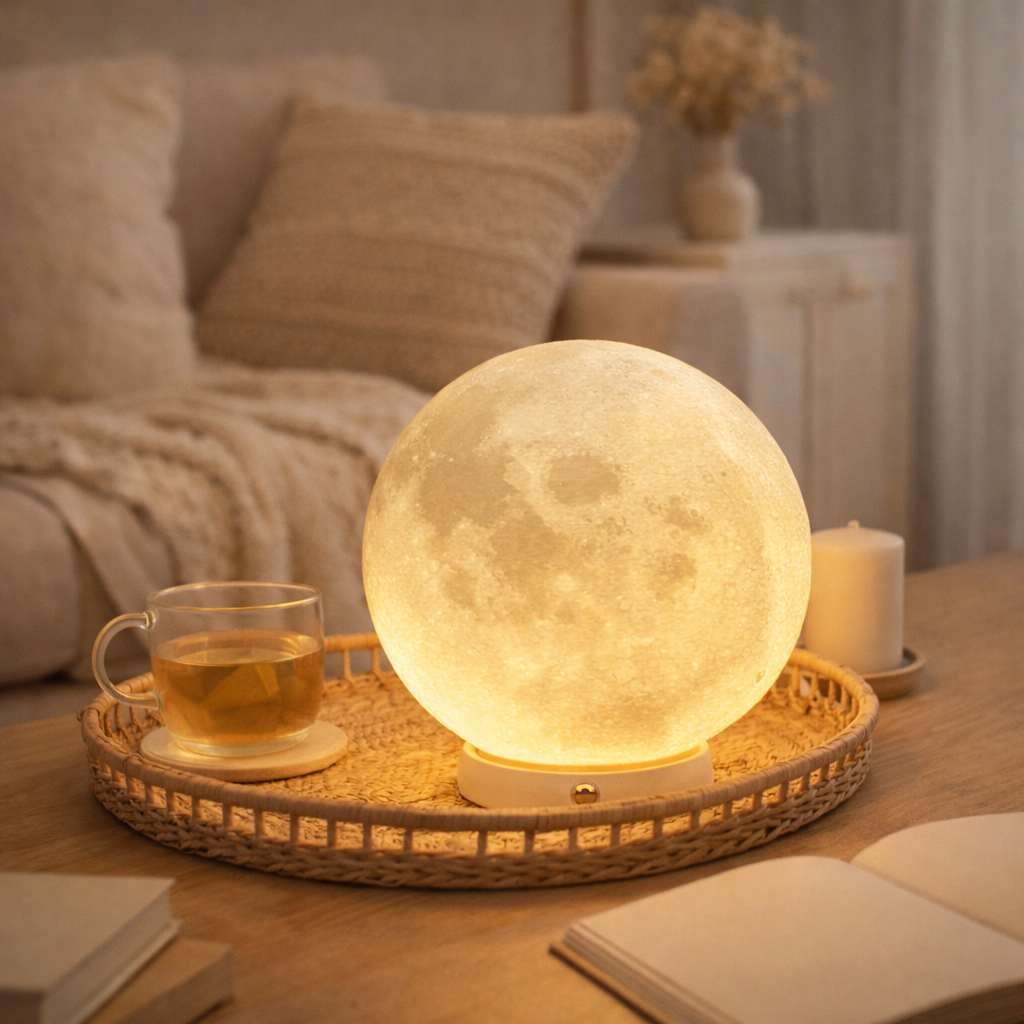 Lampe Lune Imprimée 3D USB Rechargeable Lumière Réaliste Lunaire Lumière de Nuit Pour Chambre D
