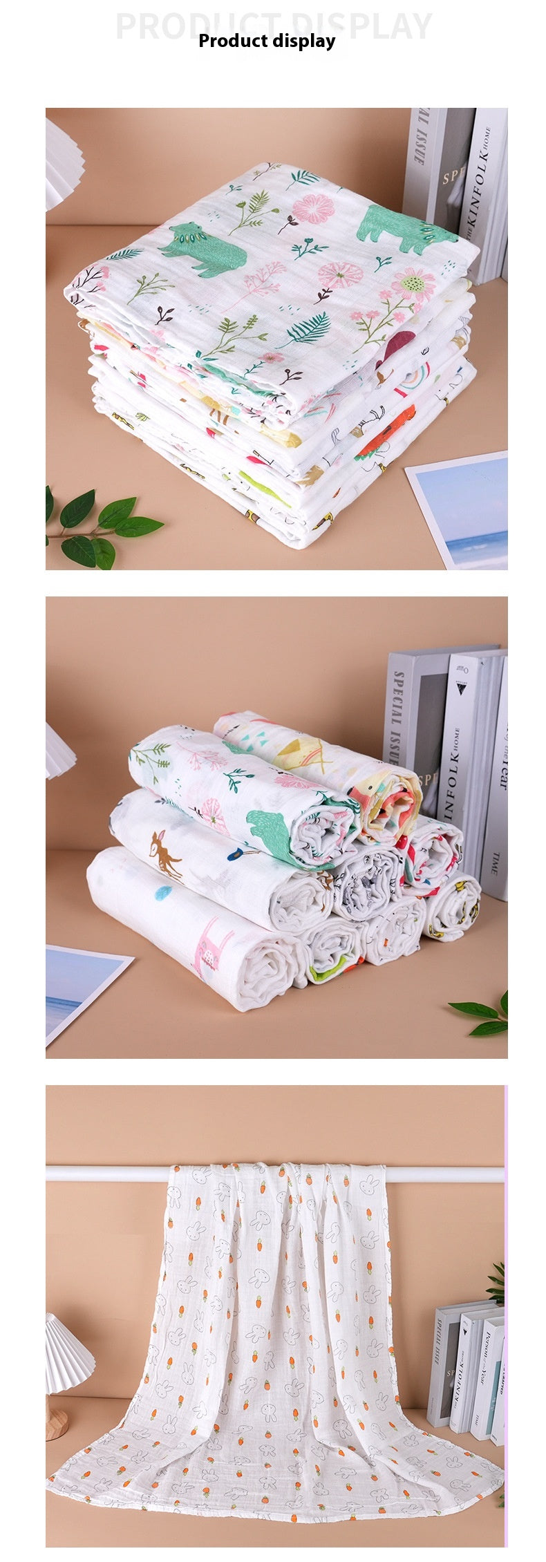 Double couche Gauze Gro-bag Muslin Nouveau-né Serviette de swap