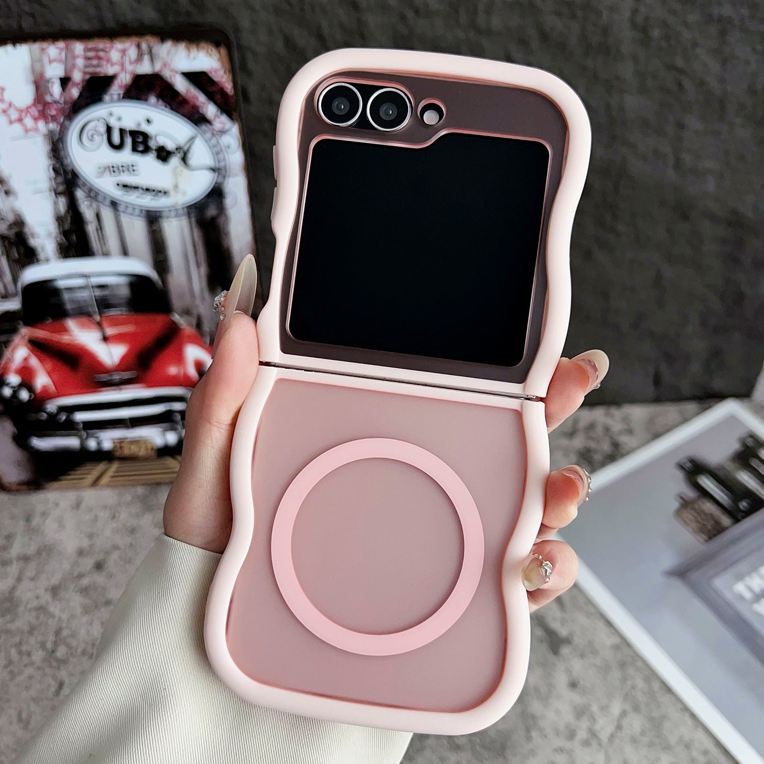 Boîtier de téléphone magnétique Écran pliable Couleur transparente Couverture de protection tout compris