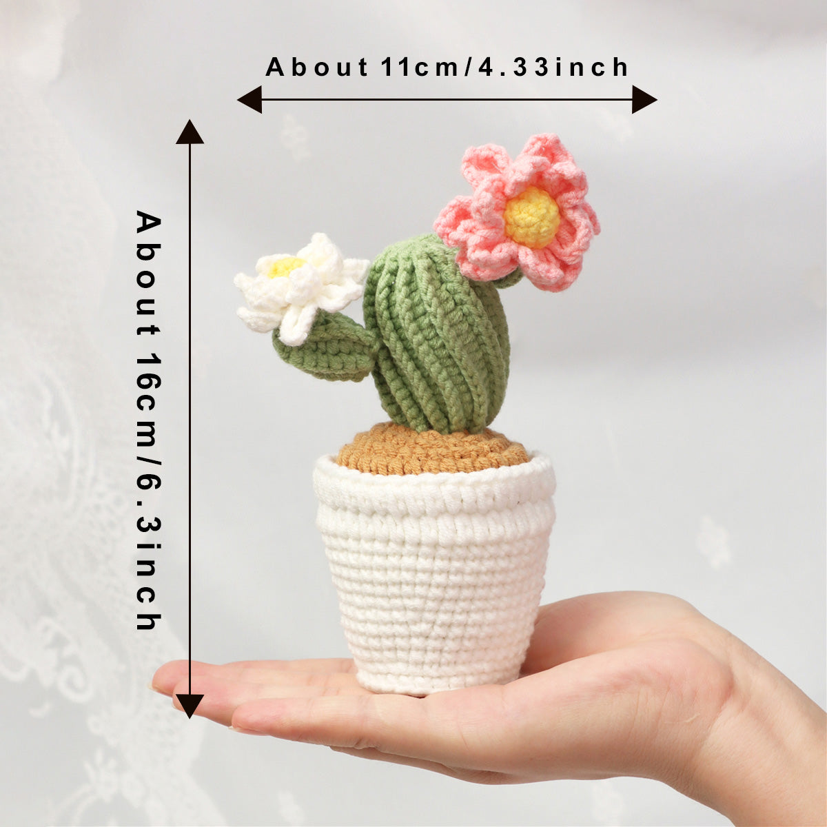 Crochet fait main fleur Cactus Pot Ornement fil doux pérenne Crochet plante Blooms