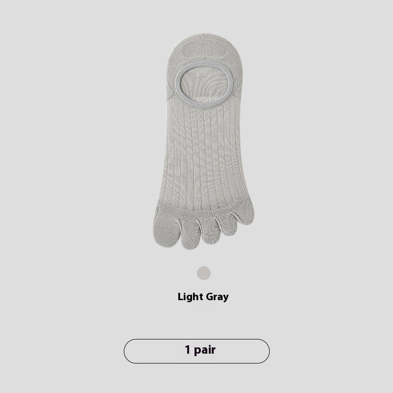 Chaussettes antibactériennes invisibles en coton d'été à cinq doigts pour hommes
