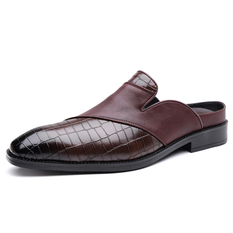 Hommes pointu-orteil cuir demi-chaussons sans un talon pour l'usure extérieure