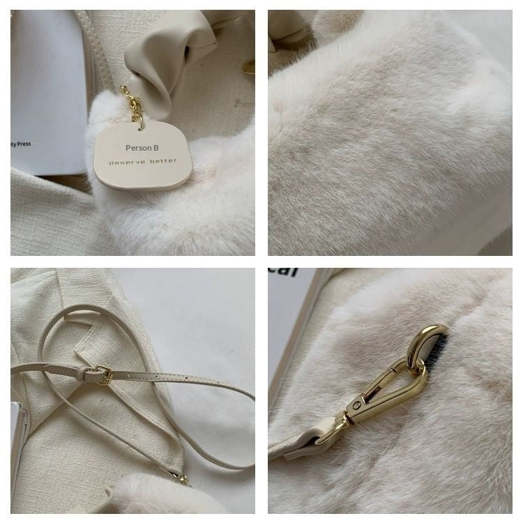 Sac à main en peluche avancé Sac à bandoulière simple et polyvalent - Coréen Pi