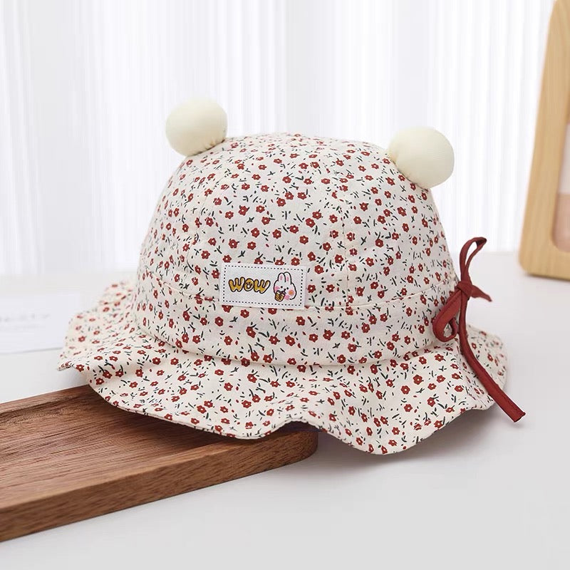 Summer Girls' Floral Print Brim Wave-edge Doux et confortable chapeau respirant