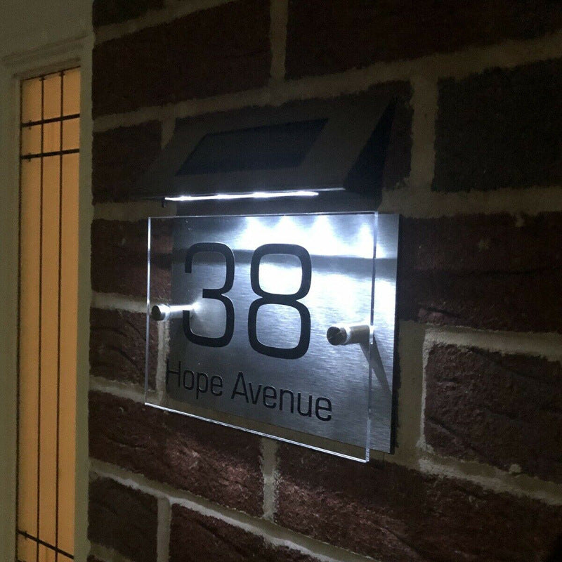 Luminaire de plaque de porte à énergie solaire Adresse numérique Indication Numéro Plaque de contrôle de la lumière Porte N