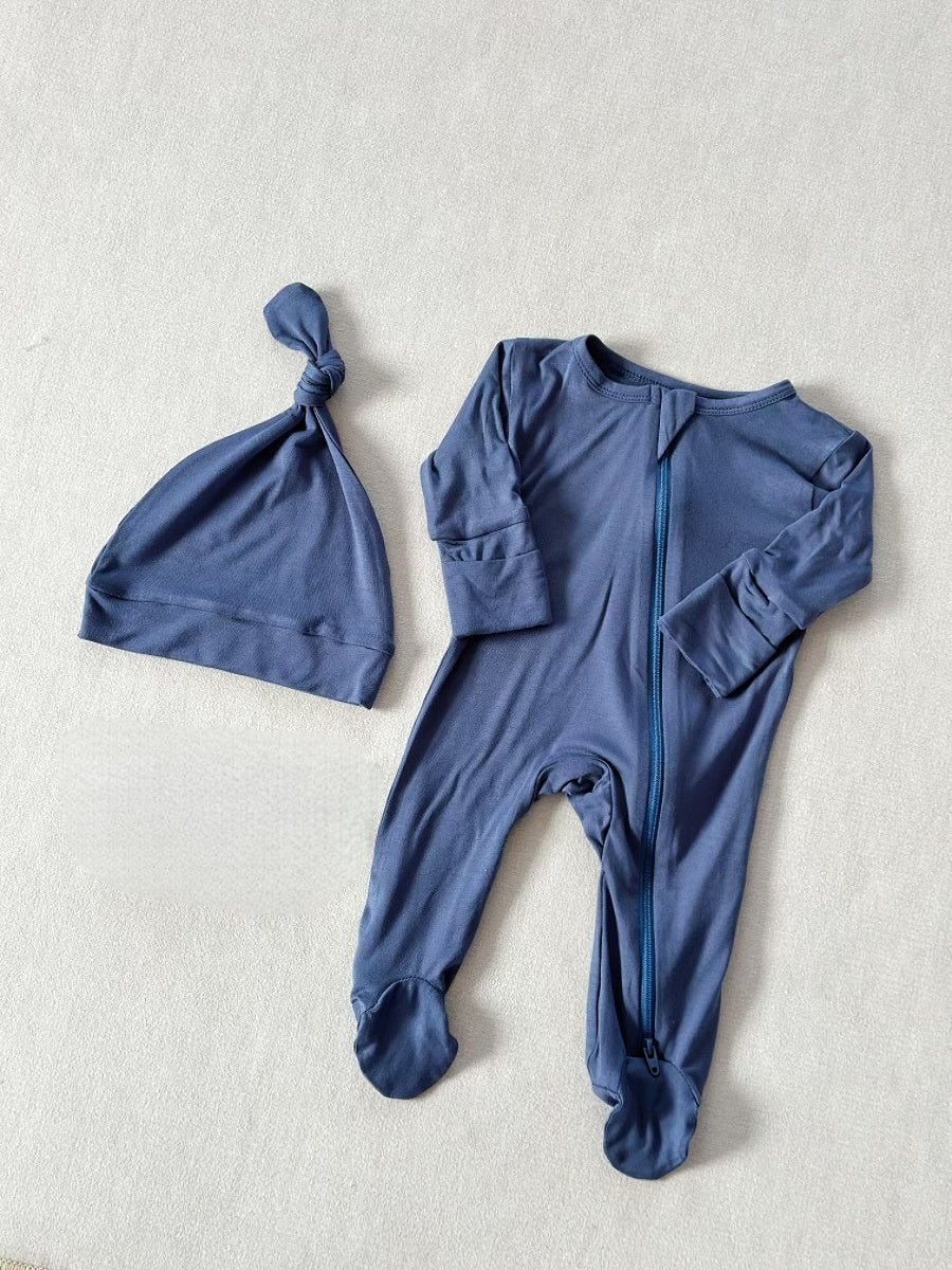 Bébé pied Zip-up Romper Onesie