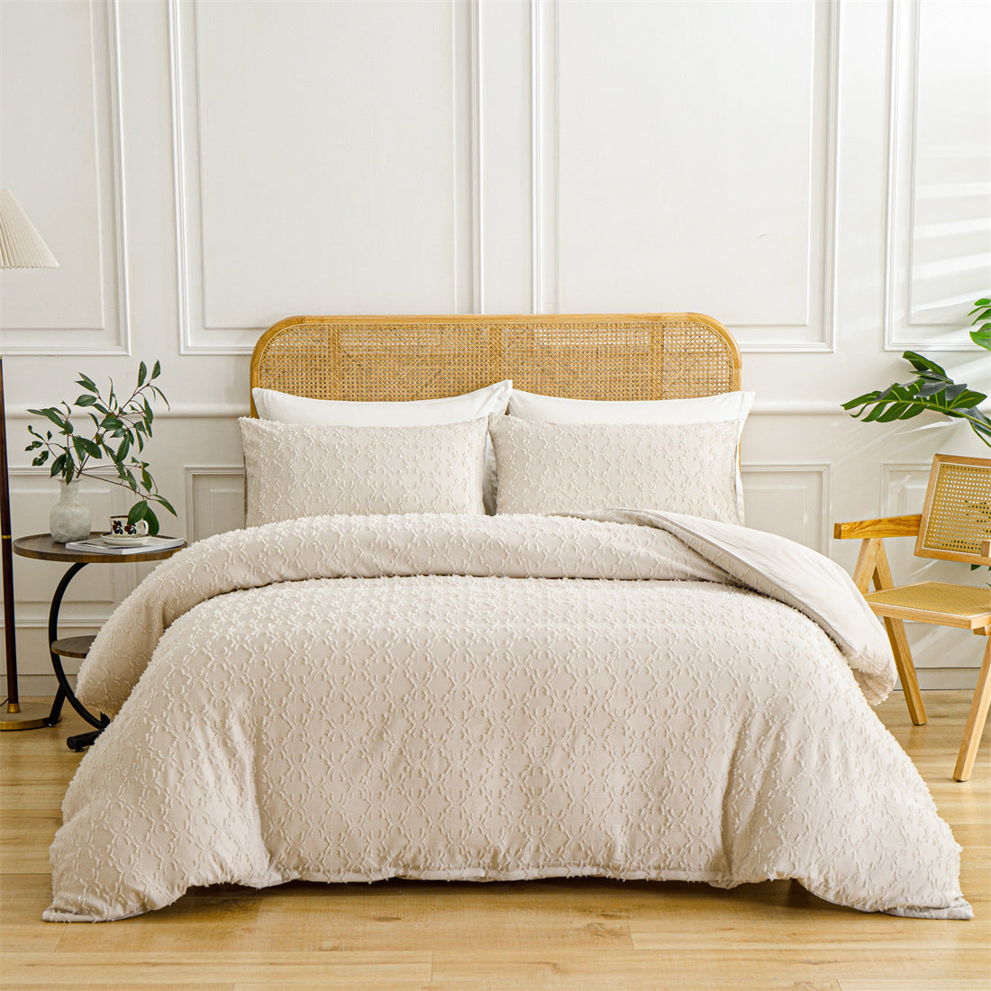 Fournitures européennes et américaines Cut Flower Tufted Plain Quilt Set