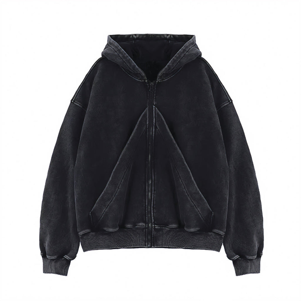 Style américain Vintage Lavé-et-détresse Cardigan Zip-up Hoodie