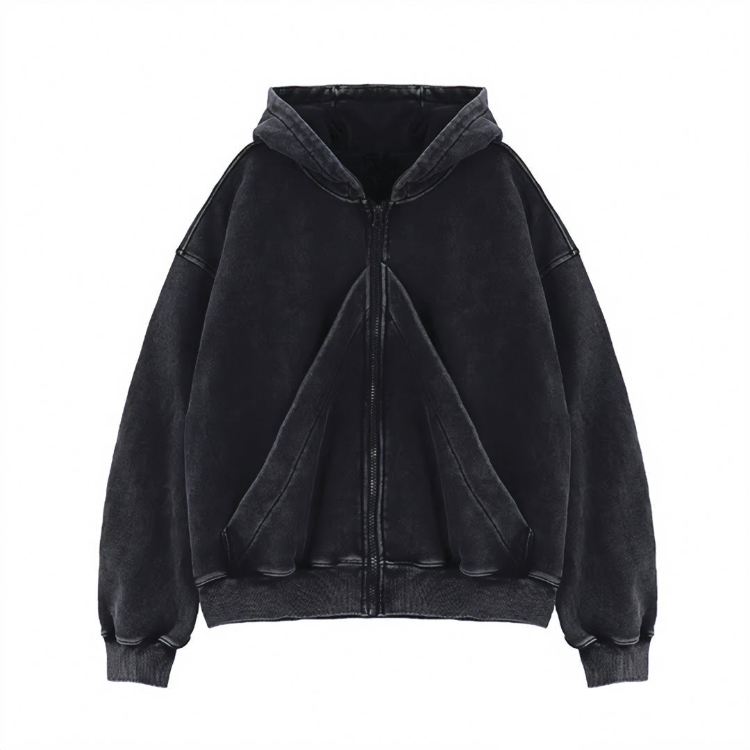 Style américain Vintage Lavé-et-détresse Cardigan Zip-up Hoodie