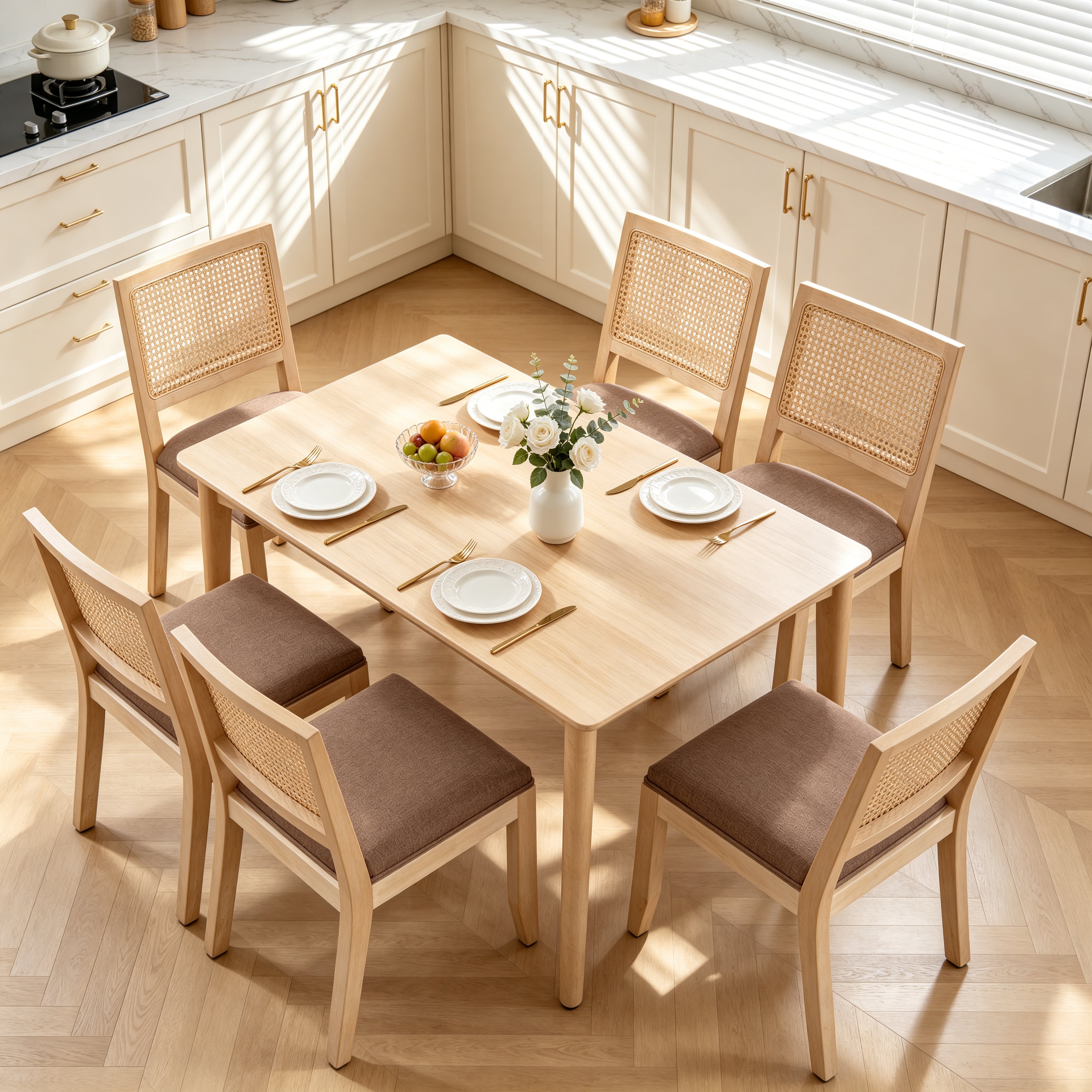 Agritourisme Rattan Chaises à manger Ensemble de 2