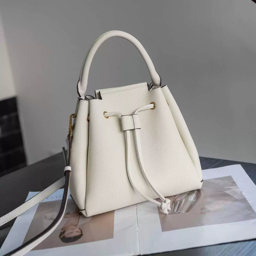 Sac de seau à cordons en cuir togo pour femmes