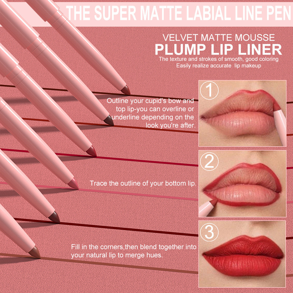 DUNUF 6-Piece Lip Liner Set facile à appliquer finition velours