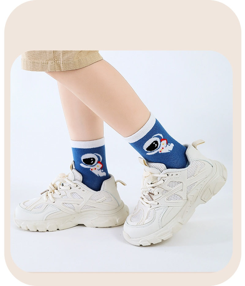 Chaussettes pour enfants Printemps et Automne mince Longueur mi-calf Couleur solide Chaussettes en coton