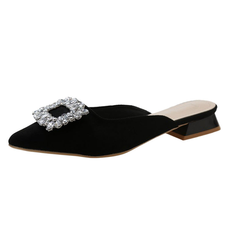 Sandales pointues en Strass à talons en chunky