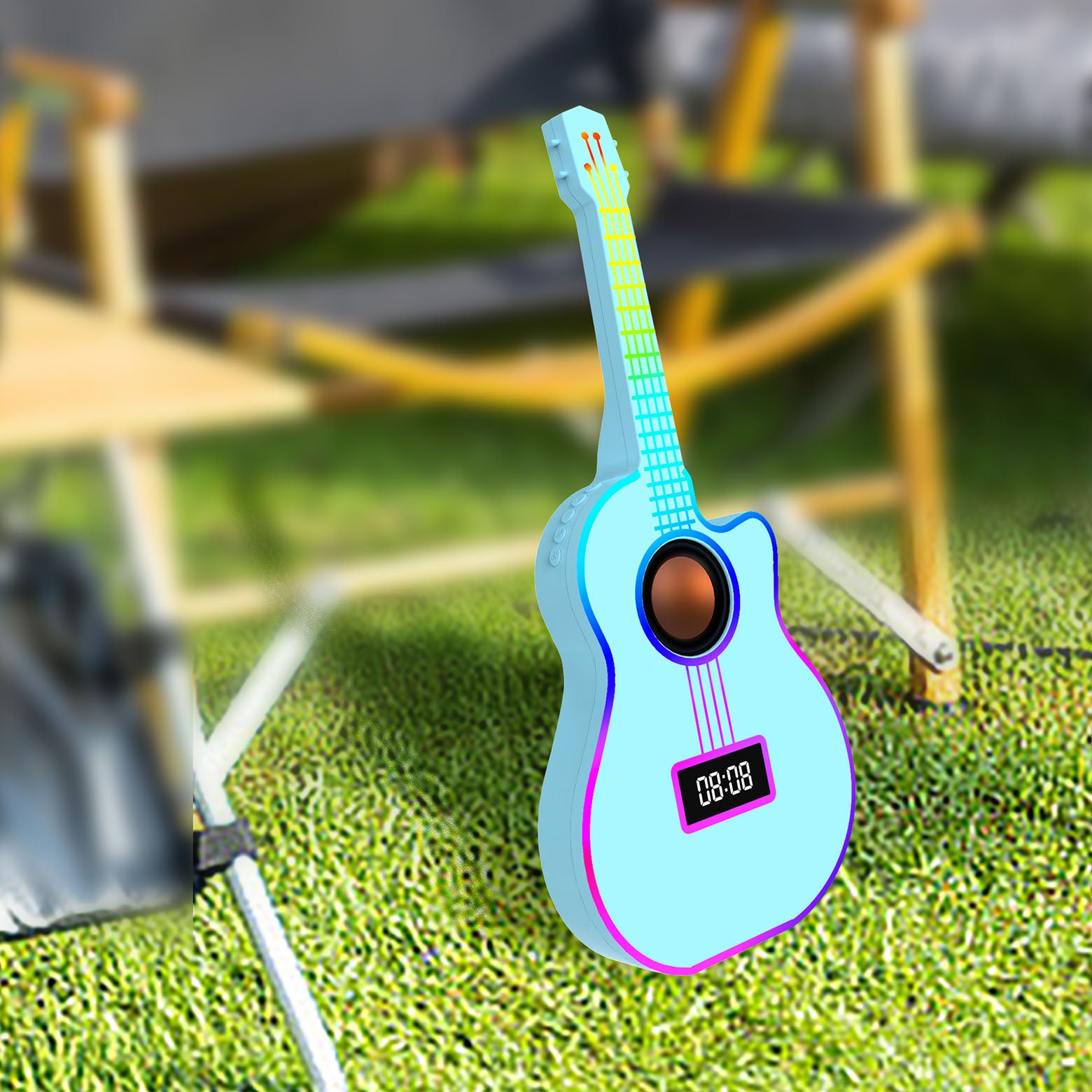 Haut-parleur Bluetooth Guitar avec réveil et éclairage ambiant vibrant