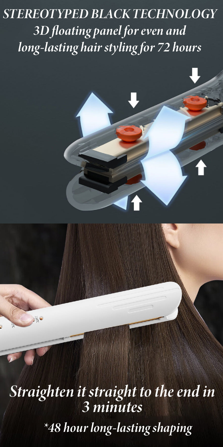 Redresseur et Curling Irondual-usage pour le redressage ou le curling cheveux