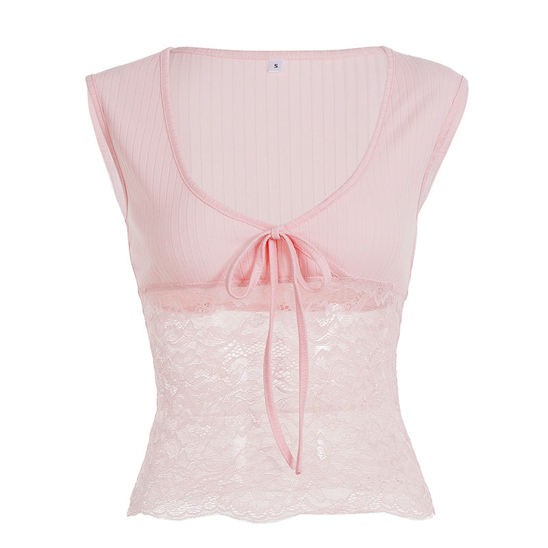 Camisole en dentelle à col V