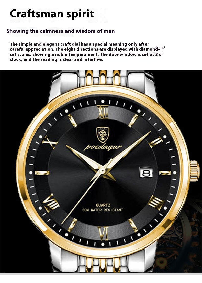 Montres Homme Imperméable Calendrier lumineux Montres Quartz