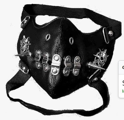 Crâne cuir d'équitation noir demi visage masque