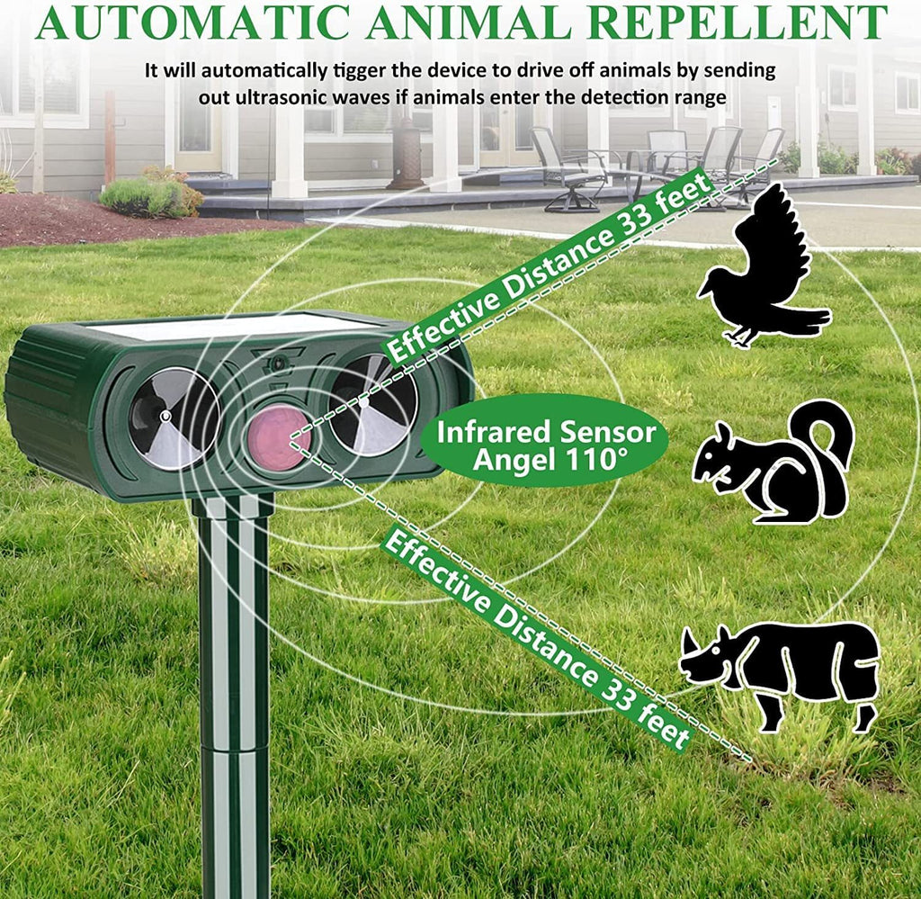 1x Ultrasonic Solar Cat Dog Reperlent Fox Pest Scarer Repeller Garden