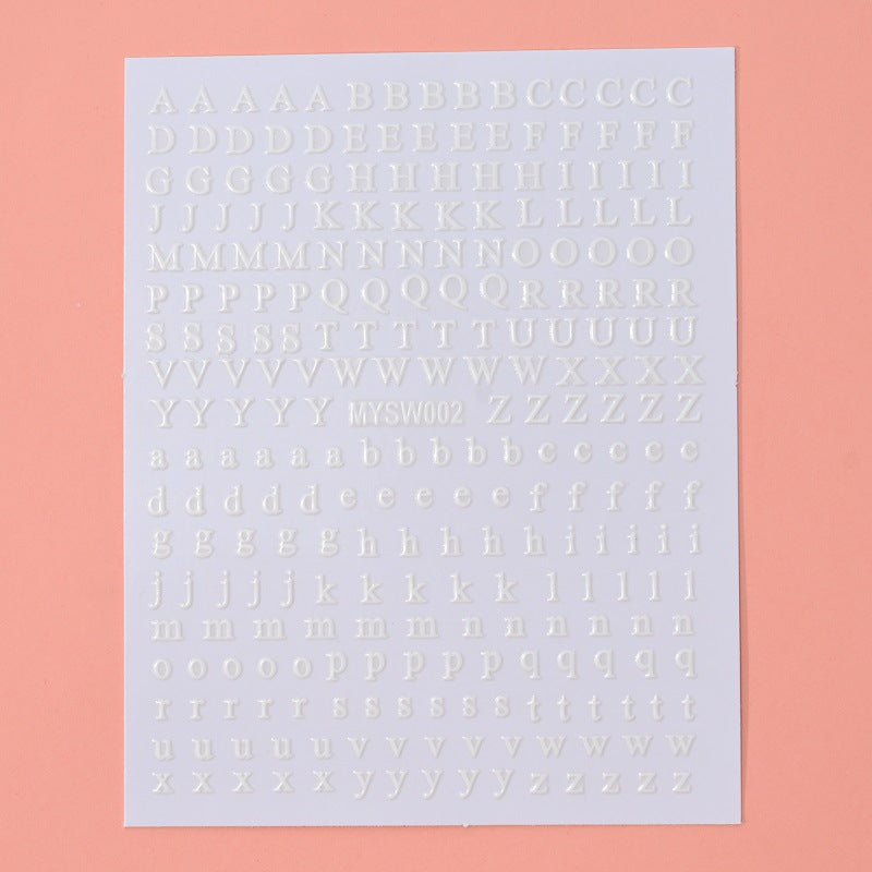 Stickers Nail 12 Couleurs Boîtier en lettres anglaises Décoration pour bricolage fluorescent